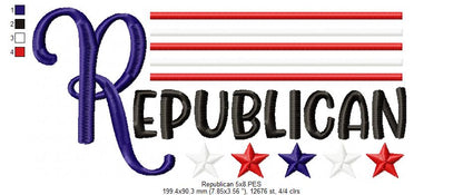USA Republican - Fill Stitch - Machine Embroidery Design