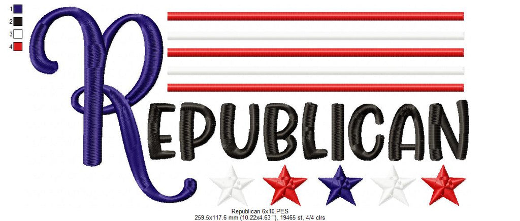 USA Republican - Fill Stitch - Machine Embroidery Design