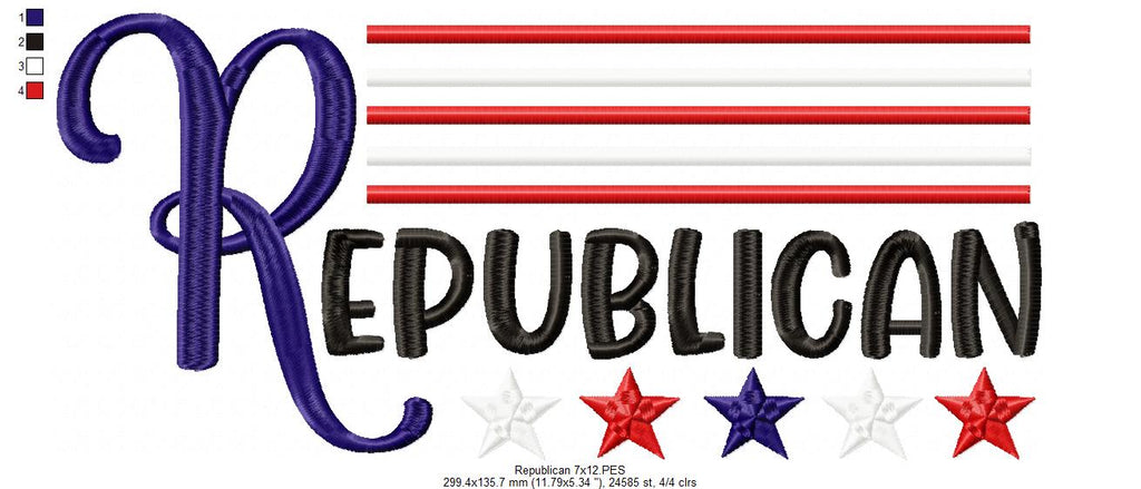 USA Republican - Fill Stitch - Machine Embroidery Design