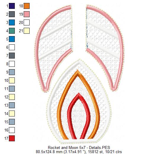 Cute Rocket Ornament - ITH Project - Machine Embroidery Design