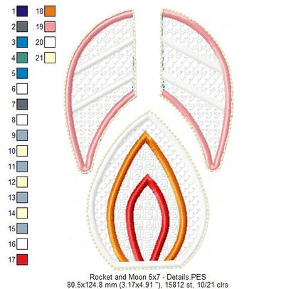 Cute Rocket Ornament - ITH Project - Machine Embroidery Design
