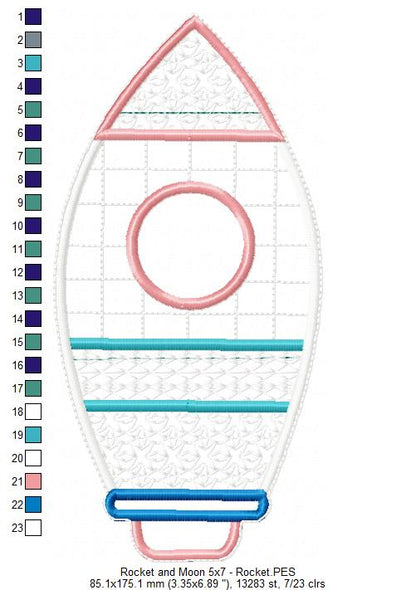 Cute Rocket Ornament - ITH Project - Machine Embroidery Design