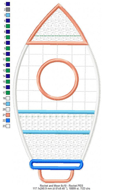 Cute Rocket Ornament - ITH Project - Machine Embroidery Design