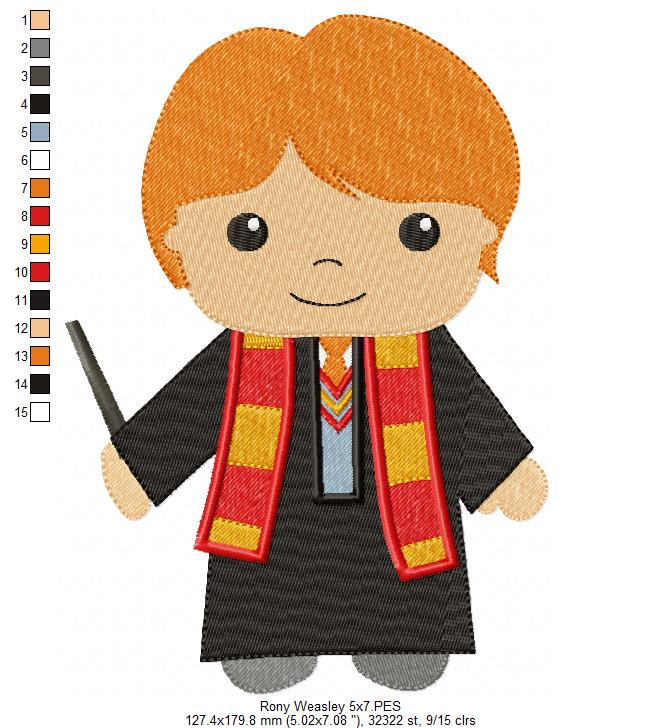 Wizard Boy Ginger Hair - Fill Stitch - Machine Embroidery Design