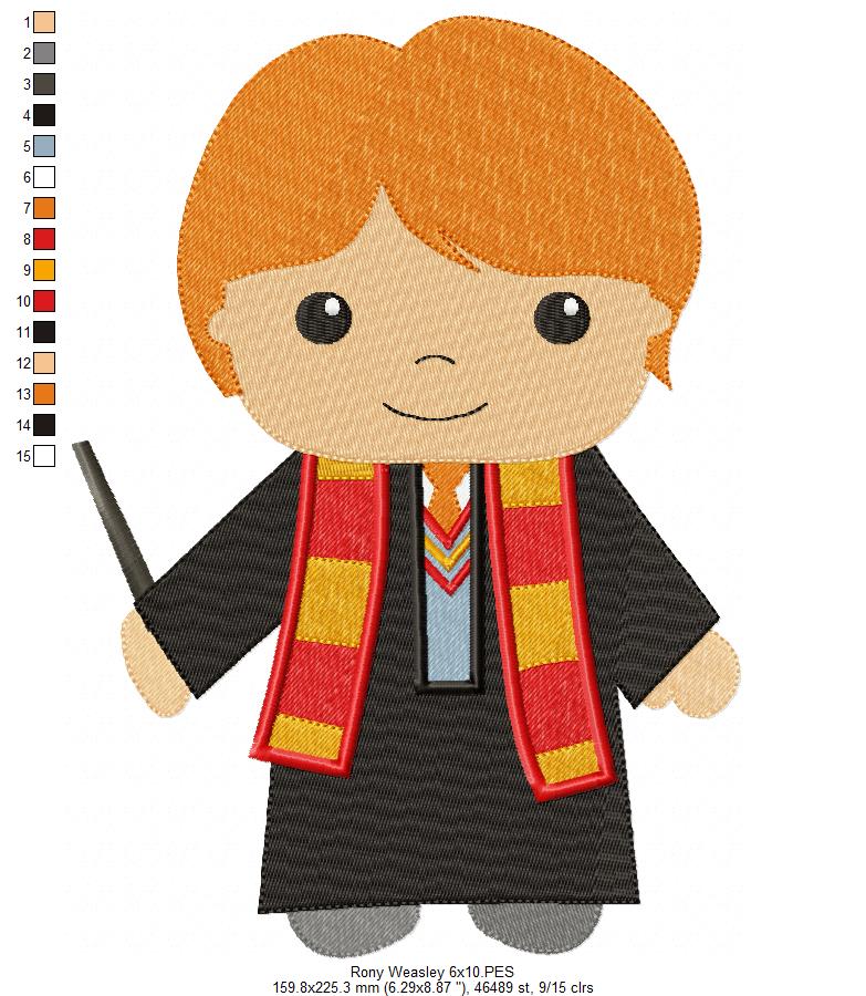 Wizard Boy Ginger Hair - Fill Stitch - Machine Embroidery Design