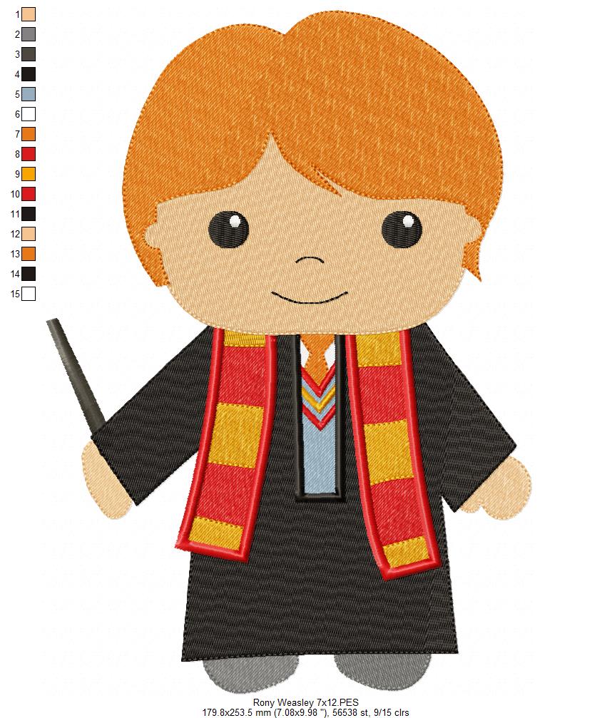 Wizard Boy Ginger Hair - Fill Stitch - Machine Embroidery Design
