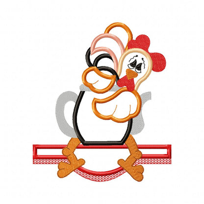 Rooster and Teapot - Applique - Machine Embroidery Design