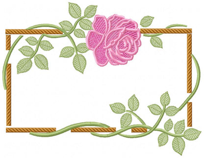 Bloom in a Wooden Frame - Fill Stitch - Machine Embroidery Design