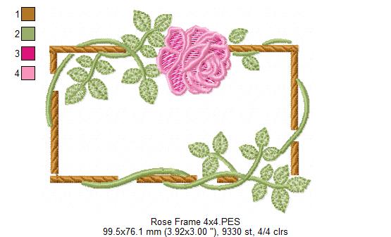 Bloom in a Wooden Frame - Fill Stitch - Machine Embroidery Design