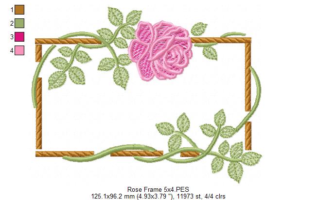 Bloom in a Wooden Frame - Fill Stitch - Machine Embroidery Design