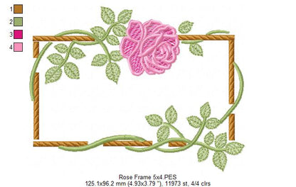 Bloom in a Wooden Frame - Fill Stitch - Machine Embroidery Design