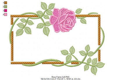 Bloom in a Wooden Frame - Fill Stitch - Machine Embroidery Design