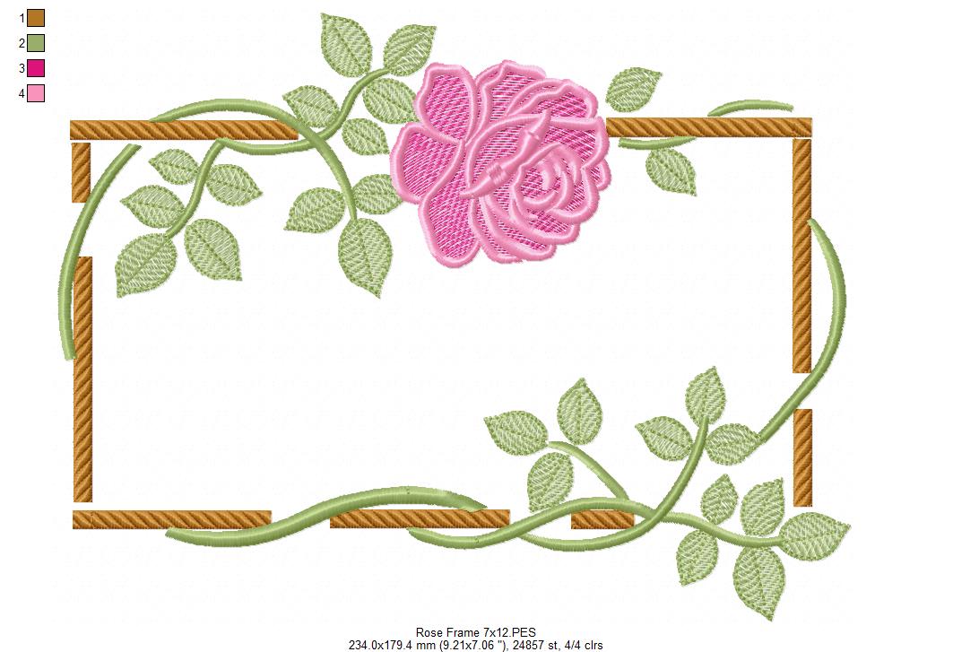 Bloom in a Wooden Frame - Fill Stitch - Machine Embroidery Design
