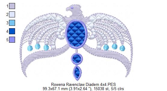 Rowena Ravenclaw Diadem - Fill Stitch Machine Embroidery Design