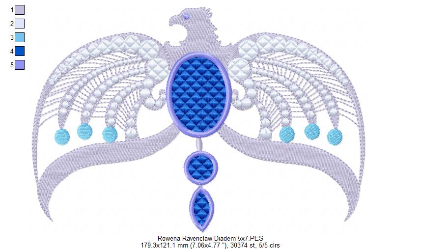 Rowena Ravenclaw Diadem - Fill Stitch Machine Embroidery Design