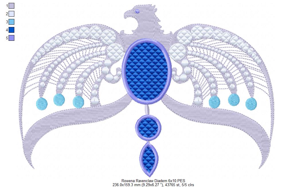 Rowena Ravenclaw Diadem - Fill Stitch Machine Embroidery Design