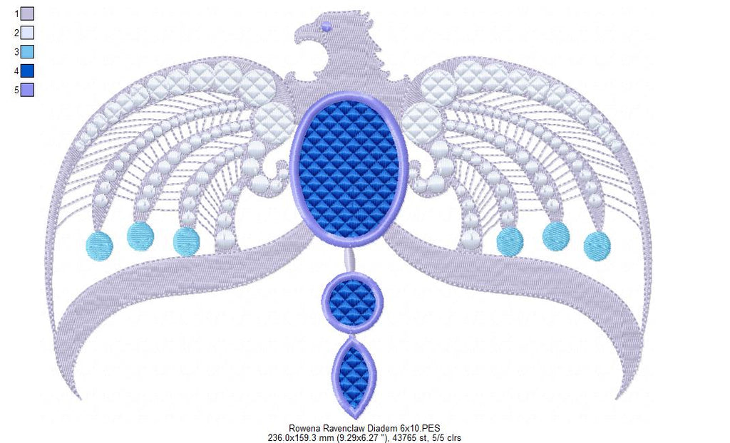 Rowena Ravenclaw Diadem - Fill Stitch Machine Embroidery Design