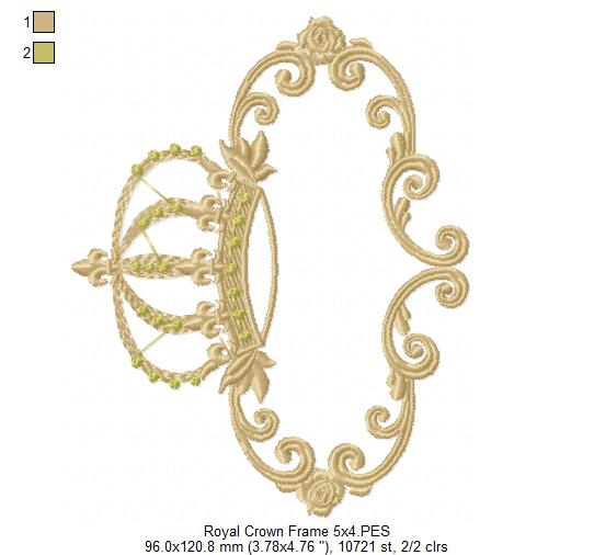 Royal Crown Frame - Fill Stitch Embroidery