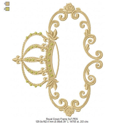 Royal Crown Frame - Fill Stitch Embroidery