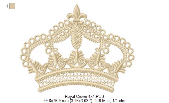 Queen Royal Crown - Fill Stitch - Machine Embroidery Design