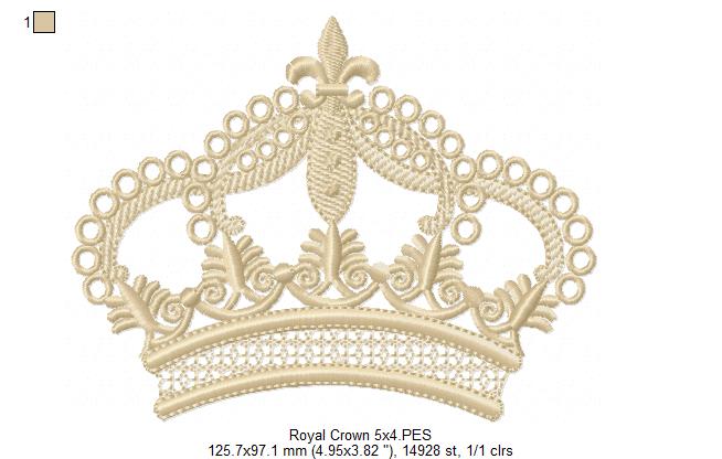 Queen Royal Crown - Fill Stitch - Machine Embroidery Design