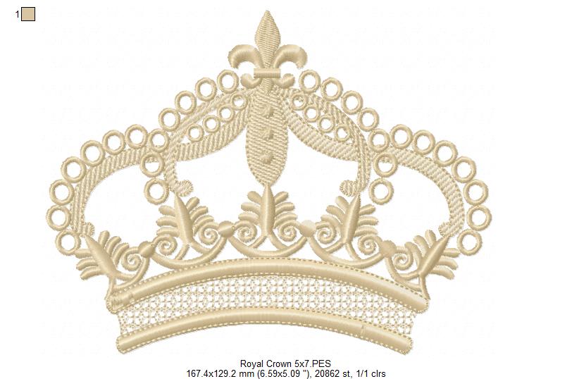 Queen Royal Crown - Fill Stitch - Machine Embroidery Design