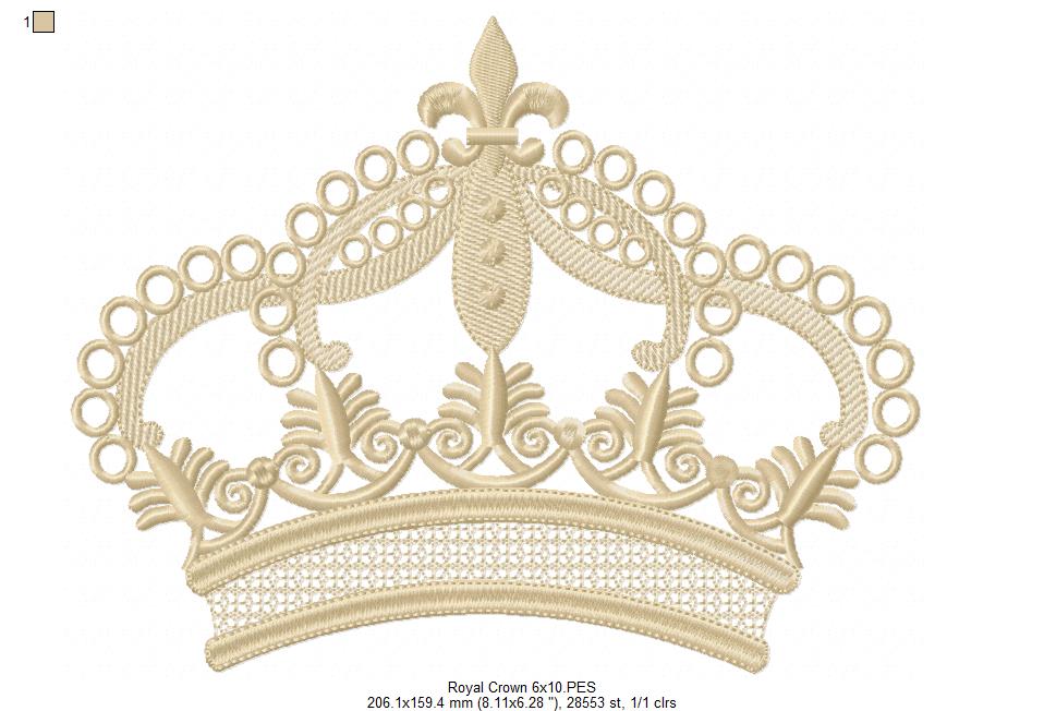 Queen Royal Crown - Fill Stitch - Machine Embroidery Design