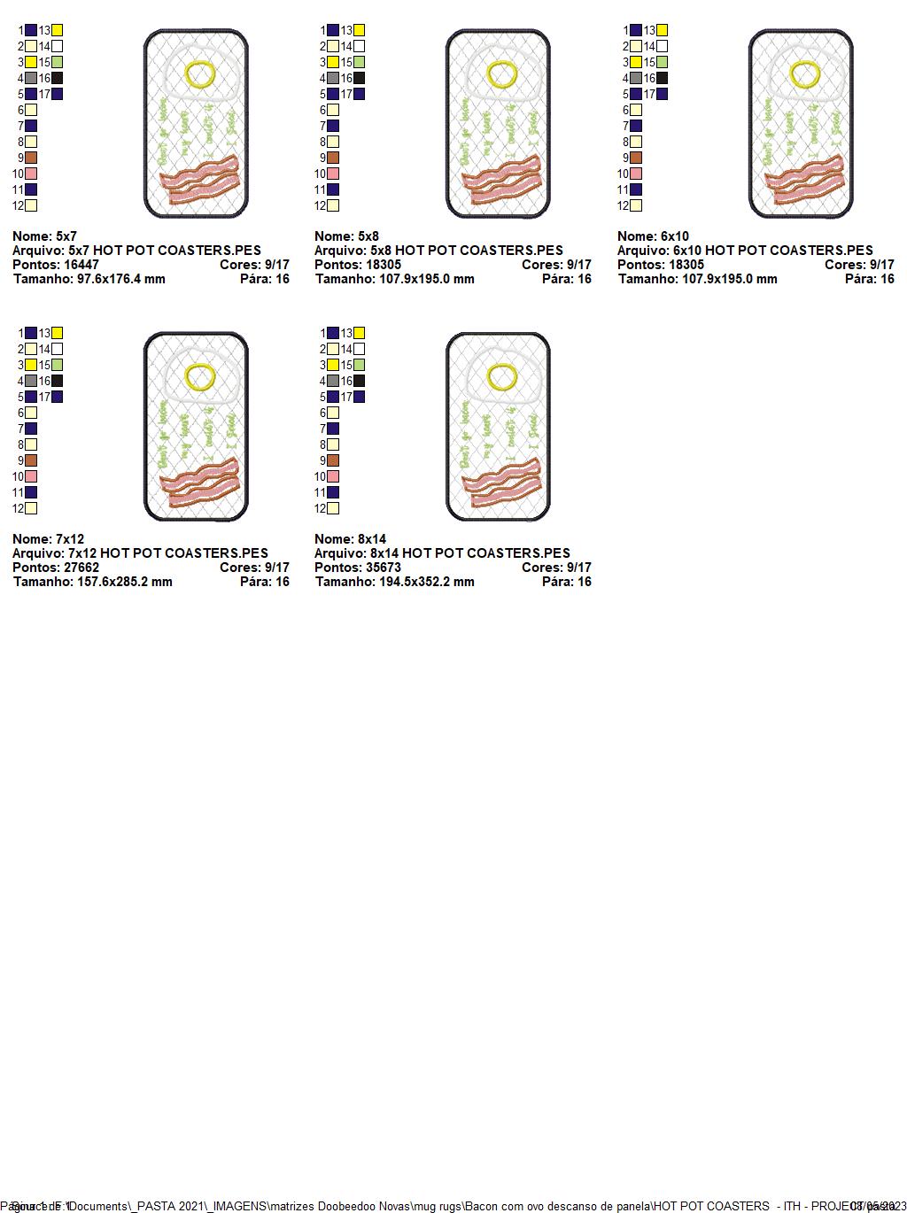 Eggs and Bacon Pot Holder Set - ITH Project - Machine Embroidery Design