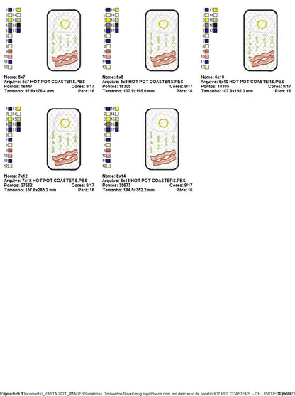 Eggs and Bacon Pot Holder Set - ITH Project - Machine Embroidery Design