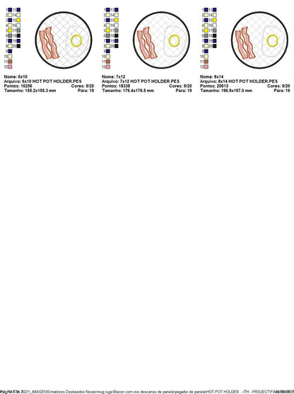 Eggs and Bacon Pot Holder Set - ITH Project - Machine Embroidery Design