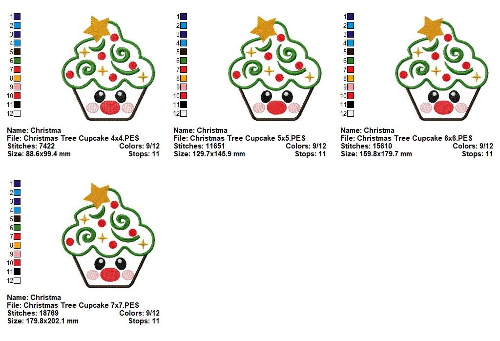 Christmas Cupcake Sweethearts Collection - Appliqué - Machine Embroidery Design