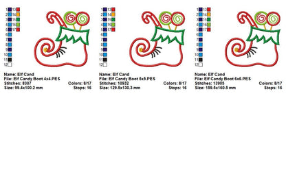 Sweet Elf Candy Boot - Appliqué - Machine Embroidery Design