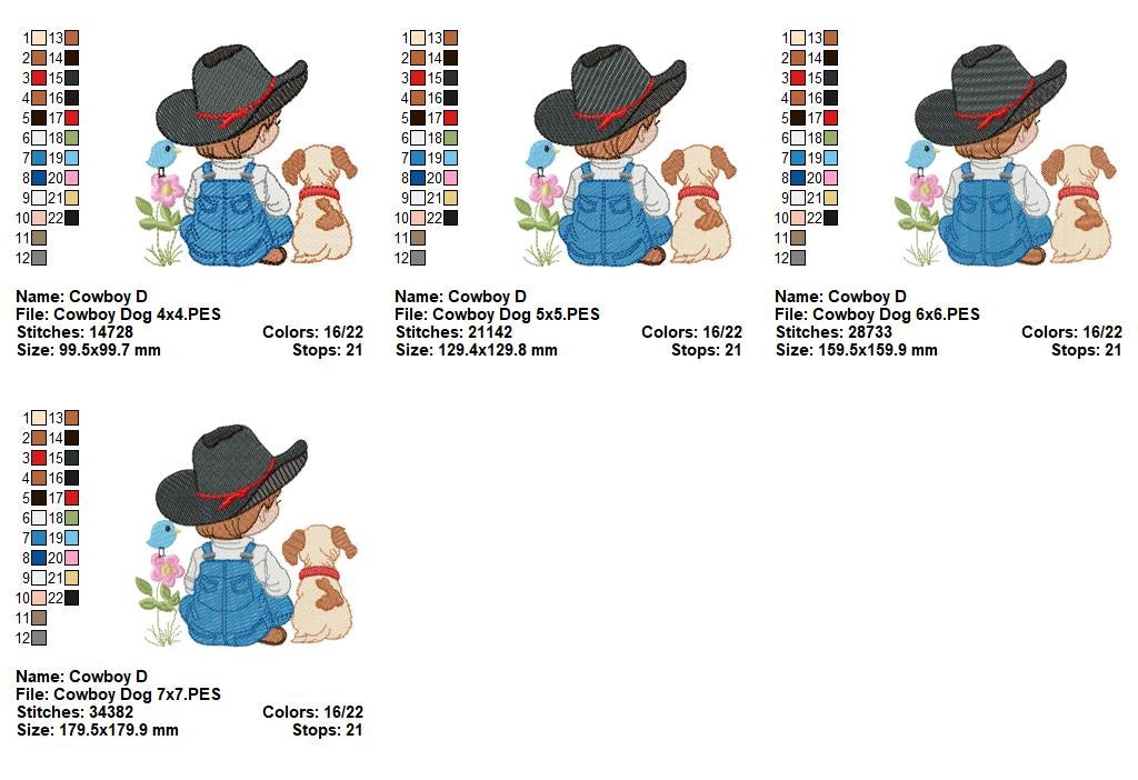 Best Friends Cowboy & Pup 🐕 – Fill Stitch – Machine Embroidery Design