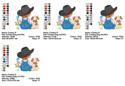 Best Friends Cowboy & Pup 🐕 – Fill Stitch – Machine Embroidery Design