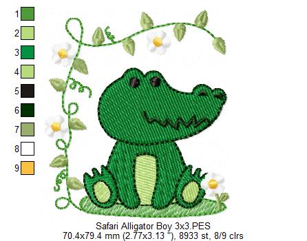 Safari Alligator Boy - Fill Stitch