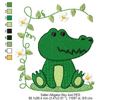 Safari Alligator Boy - Fill Stitch