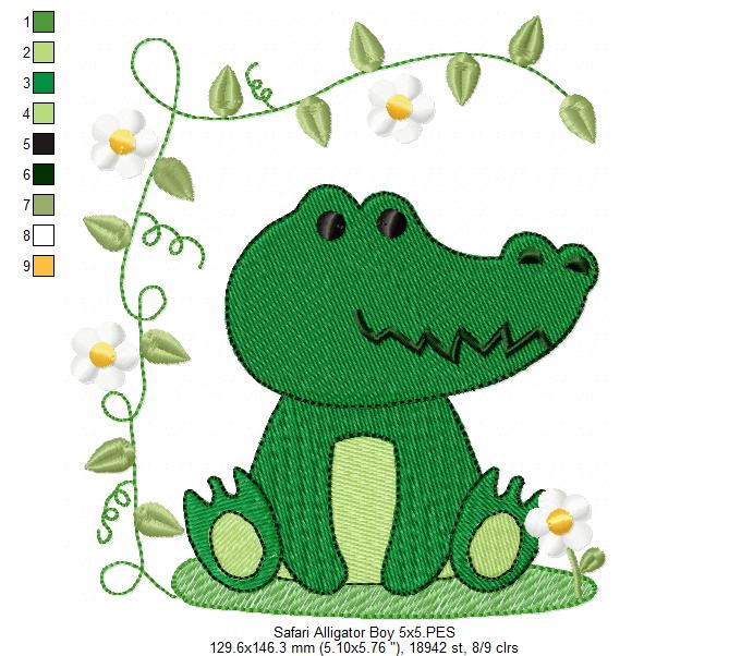 Safari Alligator Boy and Girl - Fill Stitch - Set of 2 designs