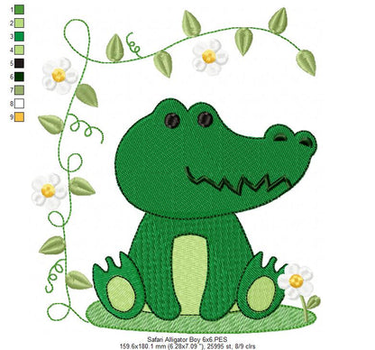 Safari Alligator Boy and Girl - Fill Stitch - Set of 2 designs