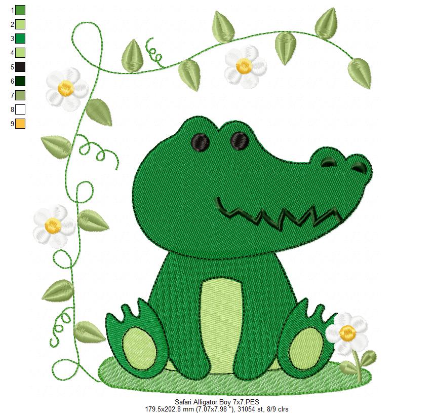 Safari Alligator Boy - Fill Stitch