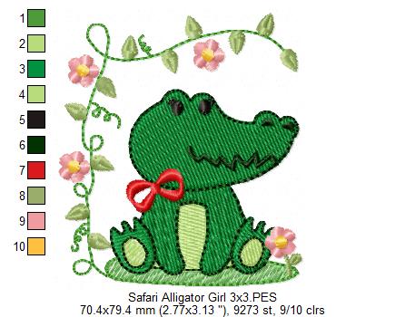Safari Alligator Boy and Girl - Fill Stitch - Set of 2 designs