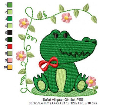 Safari Alligator Boy and Girl - Fill Stitch - Set of 2 designs