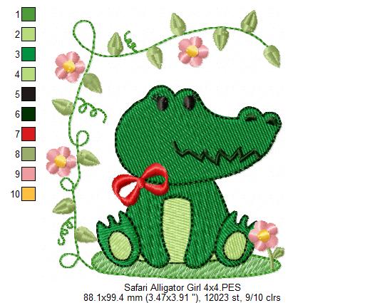 Safari Alligator Boy and Girl - Fill Stitch - Set of 2 designs