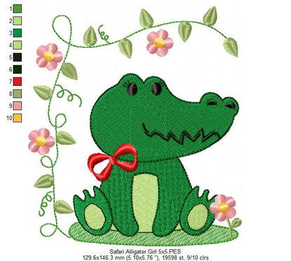 Safari Alligator Boy and Girl - Fill Stitch - Set of 2 designs