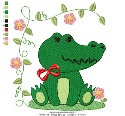 Safari Alligator Girl - Fill Stitch