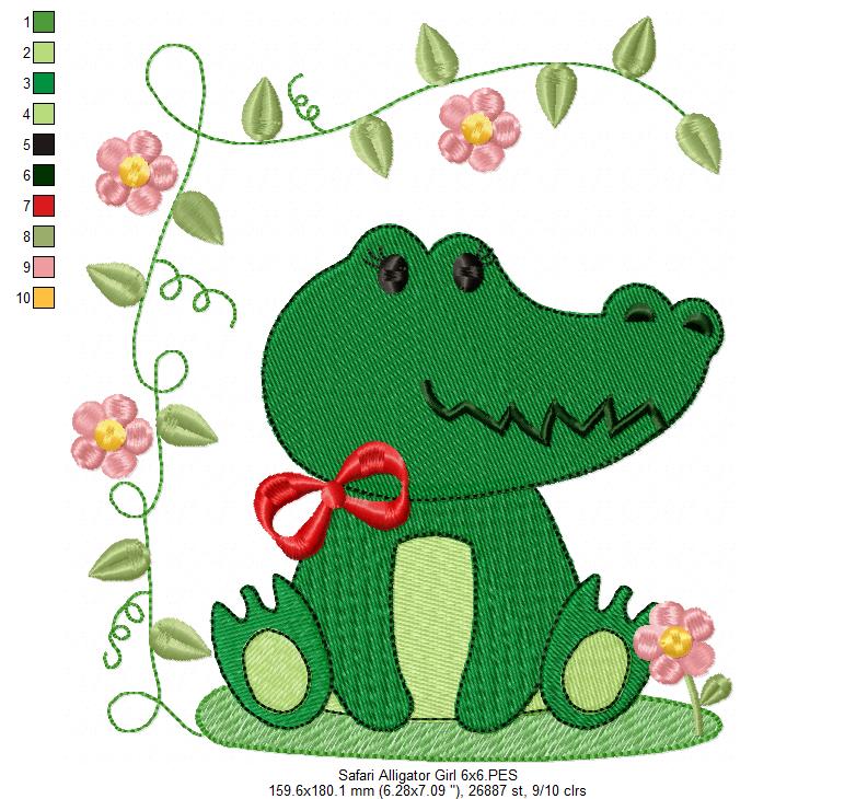 Safari Alligator Boy and Girl - Fill Stitch - Set of 2 designs