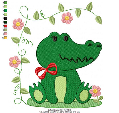 Safari Alligator Boy and Girl - Fill Stitch - Set of 2 designs