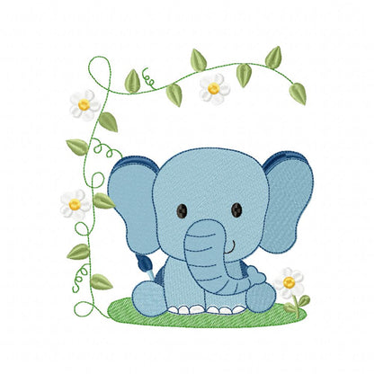 Safari Elephant Boy - Fill Stitch