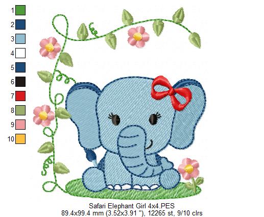 Safari Animals Girl Collection - Fill Stitch - Set of 8 designs