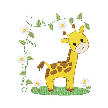 Safari Giraffe Boy - Fill Stitch - Machine Embroidery Design