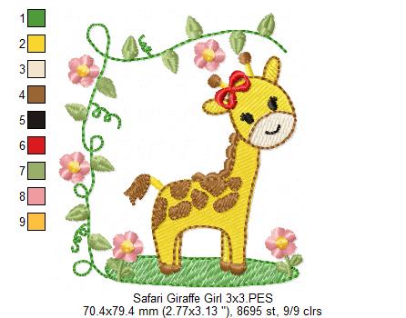 Safari Giraffe Girl - Fill Stitch